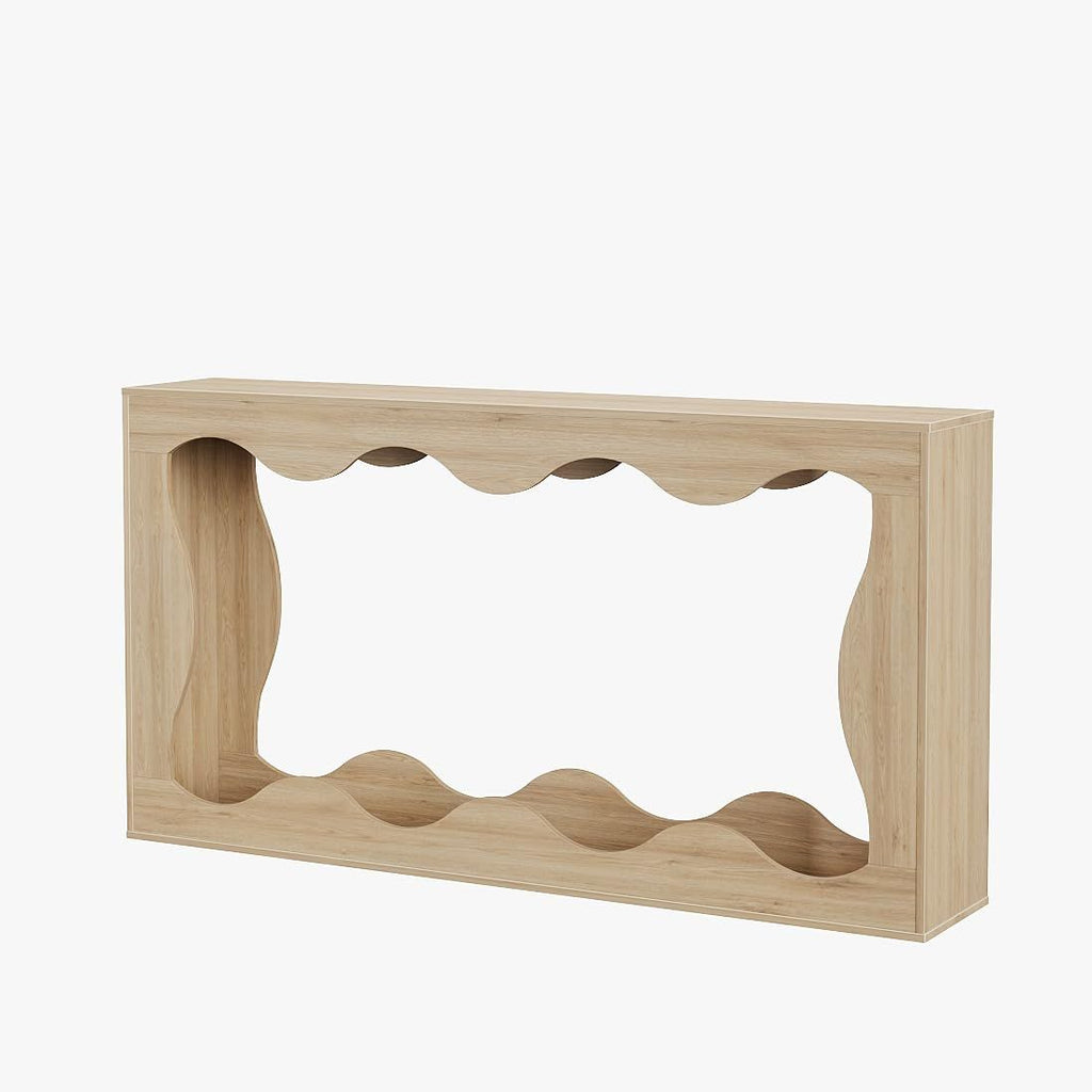Wave-Shaped Entryway Console Table - Curved Hallway Table with Durable Particleboard, Assembly, Space-Saving Modern or Traditional for Narrow Halls, Apartments & Homes - Multifunctional Console Desk (No Wood)