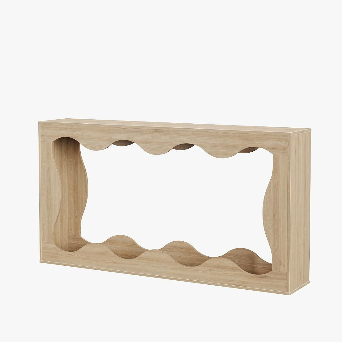 Wave-Shaped Entryway Console Table - Curved Hallway Table with Durable Particleboard, Assembly, Space-Saving Modern or Traditional for Narrow Halls, Apartments & Homes - Multifunctional Console Desk (No Wood)