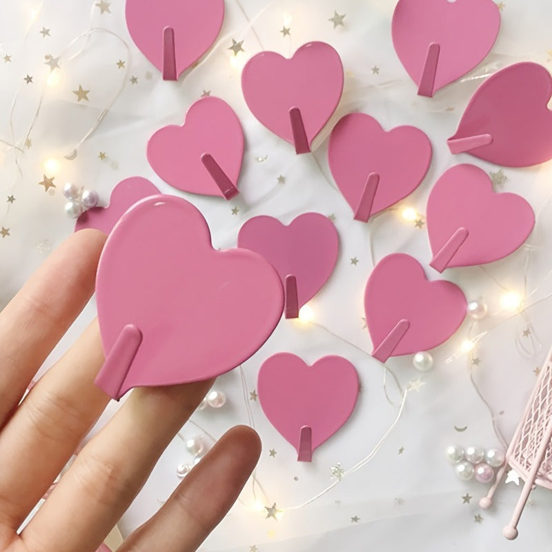 3 Resistant Heart Shaped Hooks - Pastel Pink, Bathroom, Kitchen, Bedroom - No Drill, Save Space for Towels, Keys, Hats, Jewelry - Ideal for Home, Weddings, Romantic Decoration, Adhesives, Wall Hooks for Bathroom, Bathroom Decor