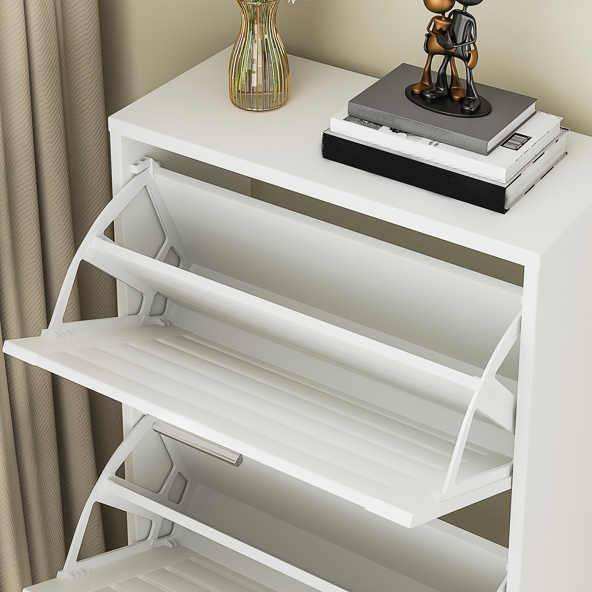 Modern Shoe Cabinet with 3 Flip-top Drawers, Hidden Independent Storage Cabinet, Suitable for Narrow Hallways, Bedrooms, Living Rooms