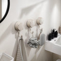 3 Non Punching Suction Cup Hooks - Strong Vacuum Self-adhesive Wall Hooks, White And Gray - Durable Plastic Towel Rack Suitable for Kitchen, Bathroom, And Toilet - Non Damaging And Reusable Practical Hooks, Multifunctional Hooks, Utility Hooks