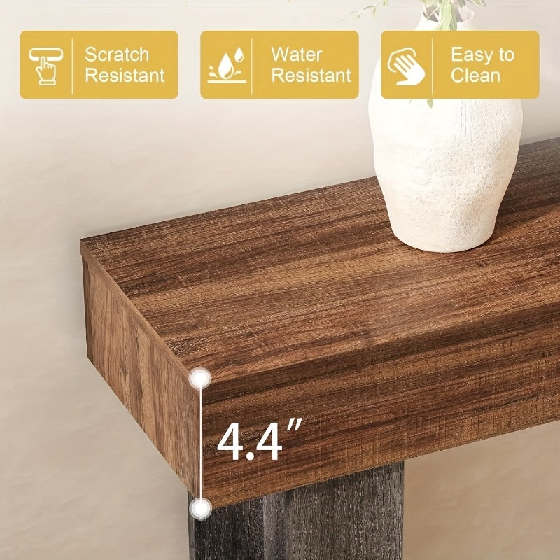 Farmhouse Console Table 55inch Narrow Wood Console Table | Behind Couch Table with Storage, Rectangular Farmhouse Hallway Accent Table for Entryway, Foyer, Living Room (Vintage Brown + Black)