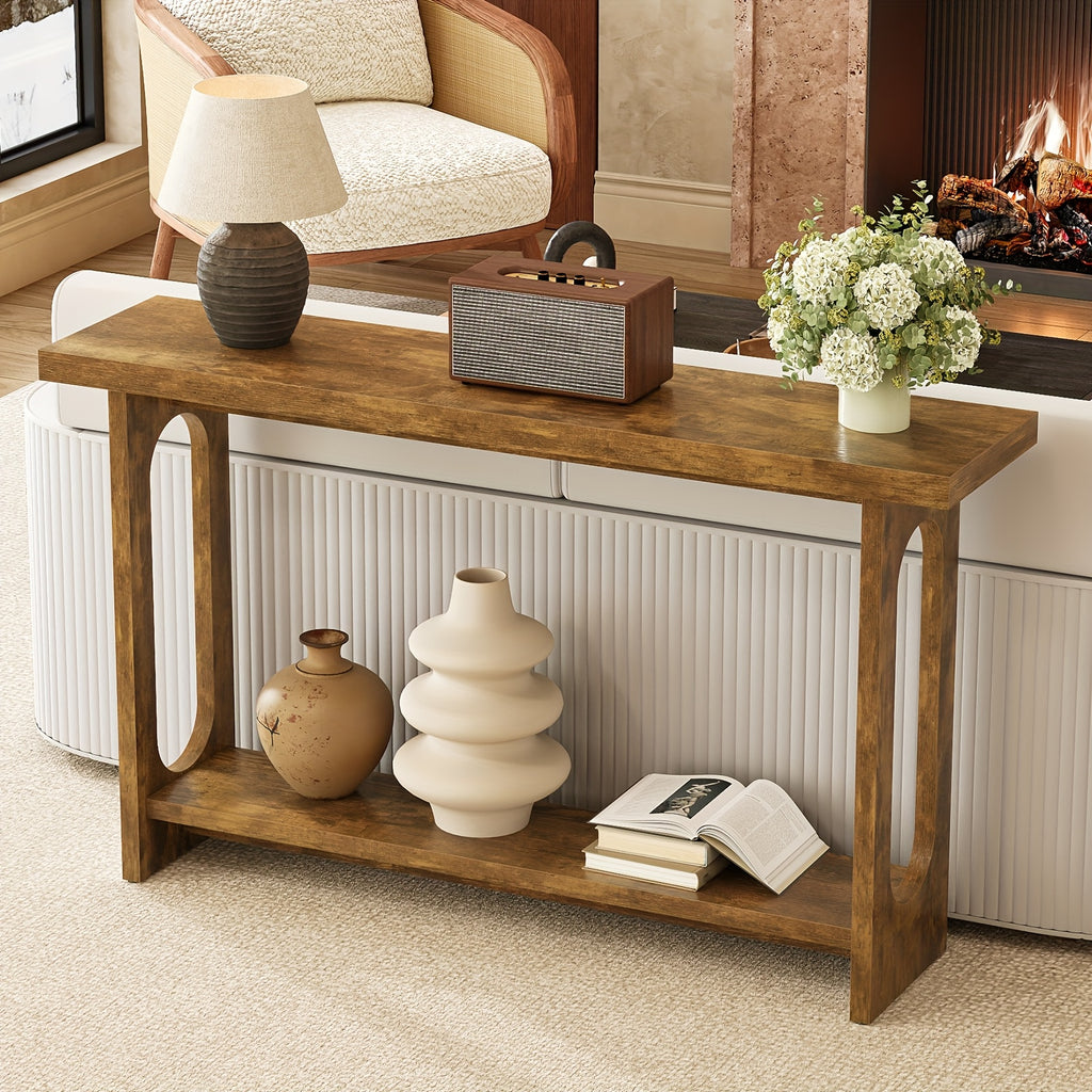 Control Console Table, 54 Inches, Sofa Table, Corridor Entrance Table, Narrow Table Behind The Sofa, Entrance, Living Room, Foyer, Corridor Control Console Table, Easy To Assemble, Brown