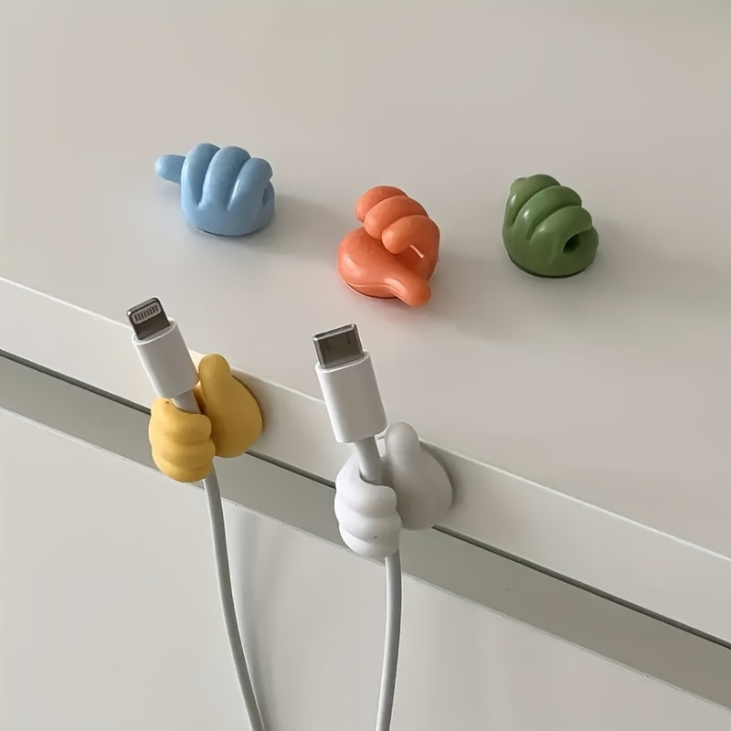 10 Thumb shaped Hooks - Non drilling Adhesive Hooks for Home, Kitchen, and Bedroom, Made of Plastic Material, Suitable for Charging Cables, Tables, and Drawers, Home Storage Organizer, Utility Hooks
