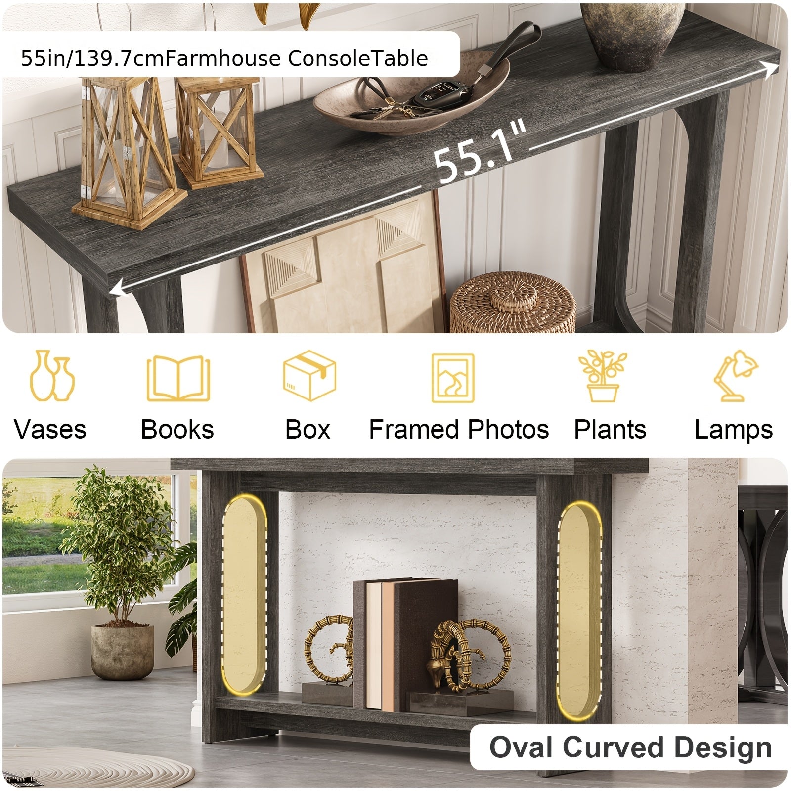 Control Console Table, 54 Inches, Sofa Table, Corridor Entrance Table, Narrow Table Behind The Sofa, Entrance, Living Room, Foyer, Corridor Control Console Table, Easy To Assemble, Brown
