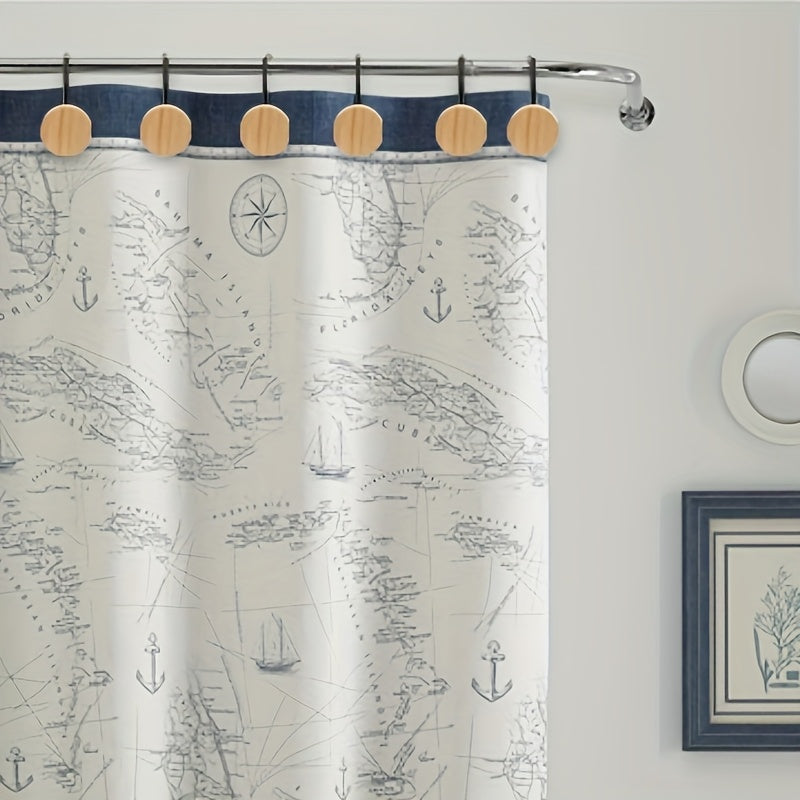 12pcs Wood Decorative Curtain Hooks, Shower Curtain Rings for Bathroom, Modern Decorative Shower Curtain Hangers for Shower Curtain Rod