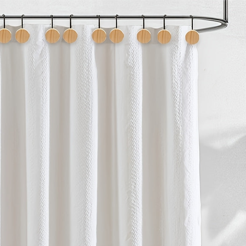 12pcs Wood Decorative Curtain Hooks, Shower Curtain Rings for Bathroom, Modern Decorative Shower Curtain Hangers for Shower Curtain Rod
