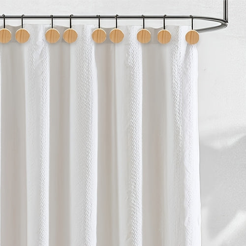 12pcs Wood Decorative Curtain Hooks, Shower Curtain Rings for Bathroom, Modern Decorative Shower Curtain Hangers for Shower Curtain Rod