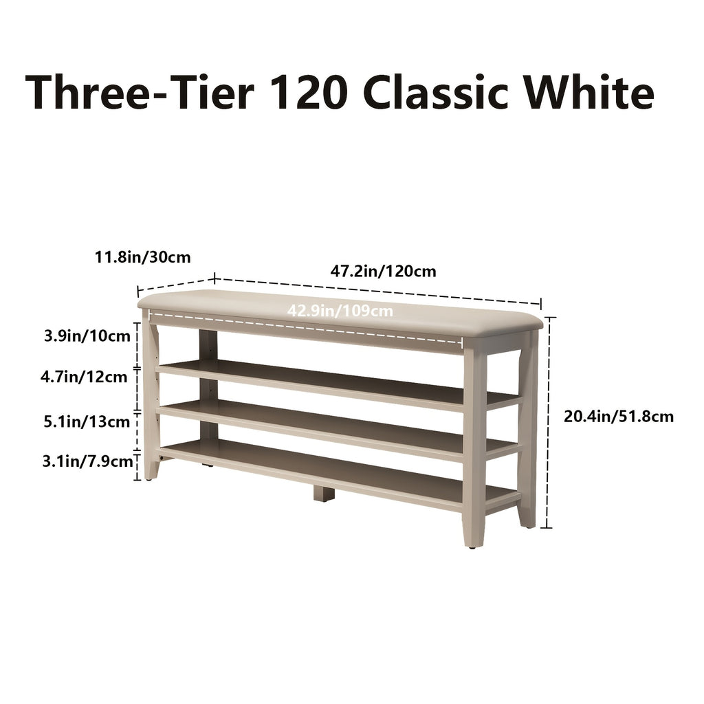 Three-tier Shoe Cabinet With Cushion Adjustable Height Solid Wood Shoe Rack Storage Cabinet Free Delivery Home Furnishings Foyer Furniture Limited Time Offer Walnut White Black, Christmas Gifts, Black Fridays Items, Free Shipping