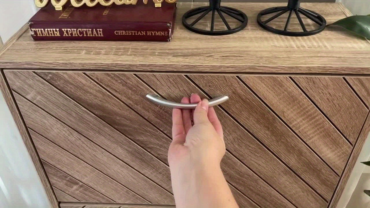 Modern Shoe Cabinet Organizer with 3 Flip-Up Drawers & Louver Doors - Heavy-Duty Shoe Storage for Entryway, Living Room, Hallway - Holds 18-Pairs (Space-Saving Design, Compact footprint under 27\