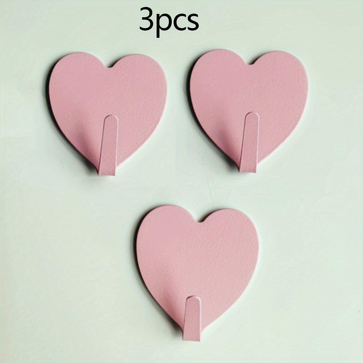 3 Resistant Heart Shaped Hooks - Pastel Pink, Bathroom, Kitchen, Bedroom - No Drill, Save Space for Towels, Keys, Hats, Jewelry - Ideal for Home, Weddings, Romantic Decoration, Adhesives, Wall Hooks for Bathroom, Bathroom Decor
