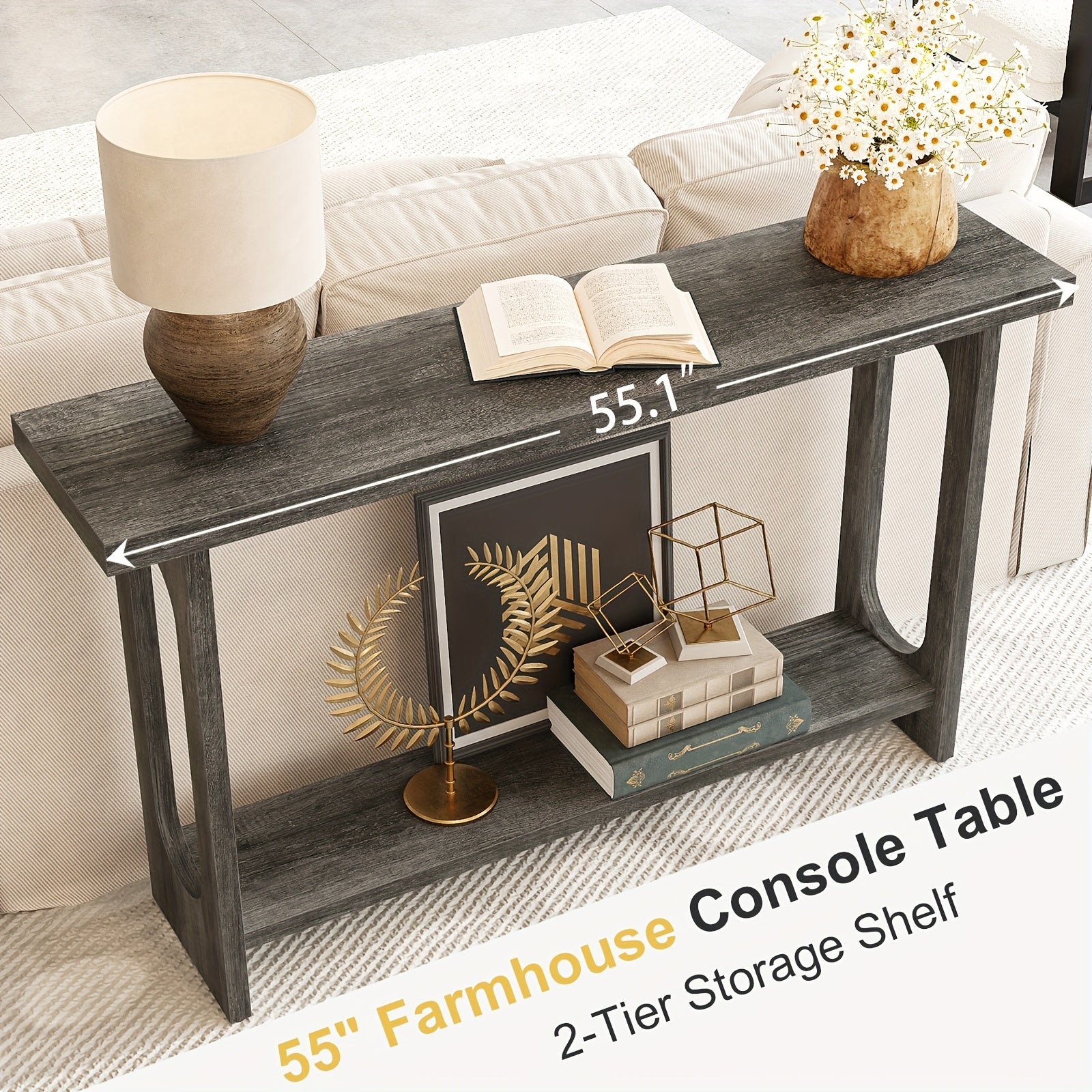 Control Console Table, 54 Inches, Sofa Table, Corridor Entrance Table, Narrow Table Behind The Sofa, Entrance, Living Room, Foyer, Corridor Control Console Table, Easy To Assemble, Brown