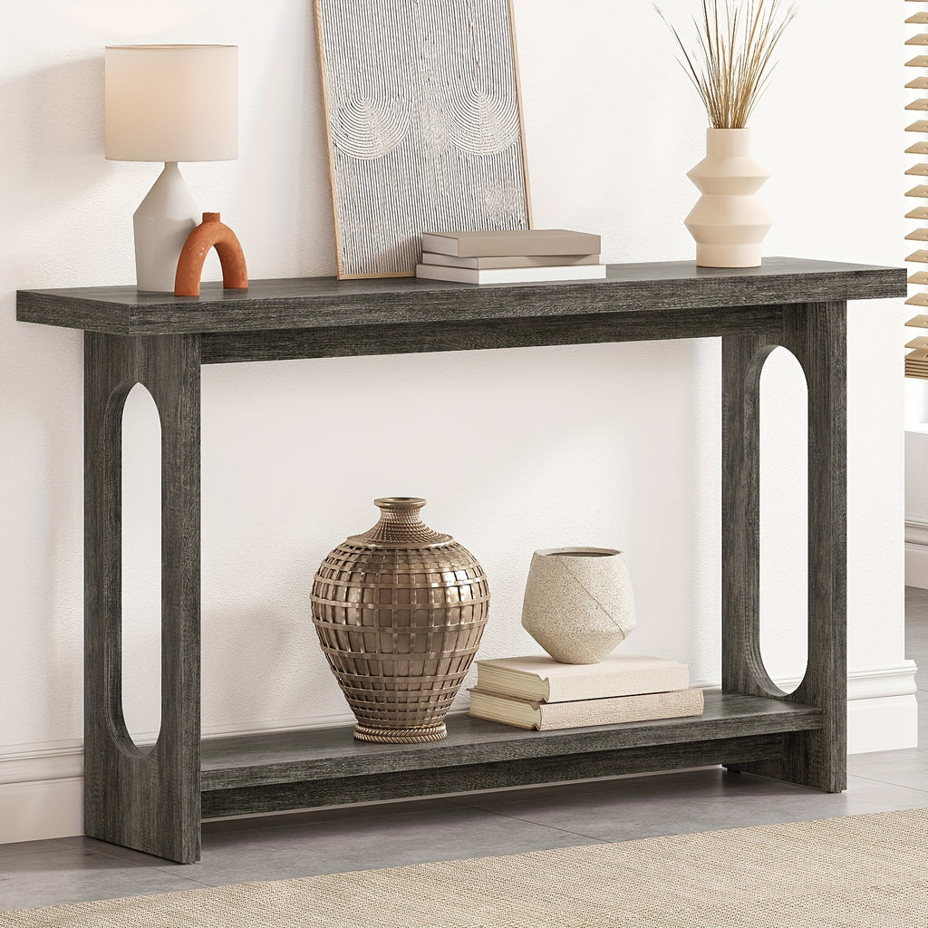 Control Console Table, 54 Inches, Sofa Table, Corridor Entrance Table, Narrow Table Behind The Sofa, Entrance, Living Room, Foyer, Corridor Control Console Table, Easy To Assemble, Brown