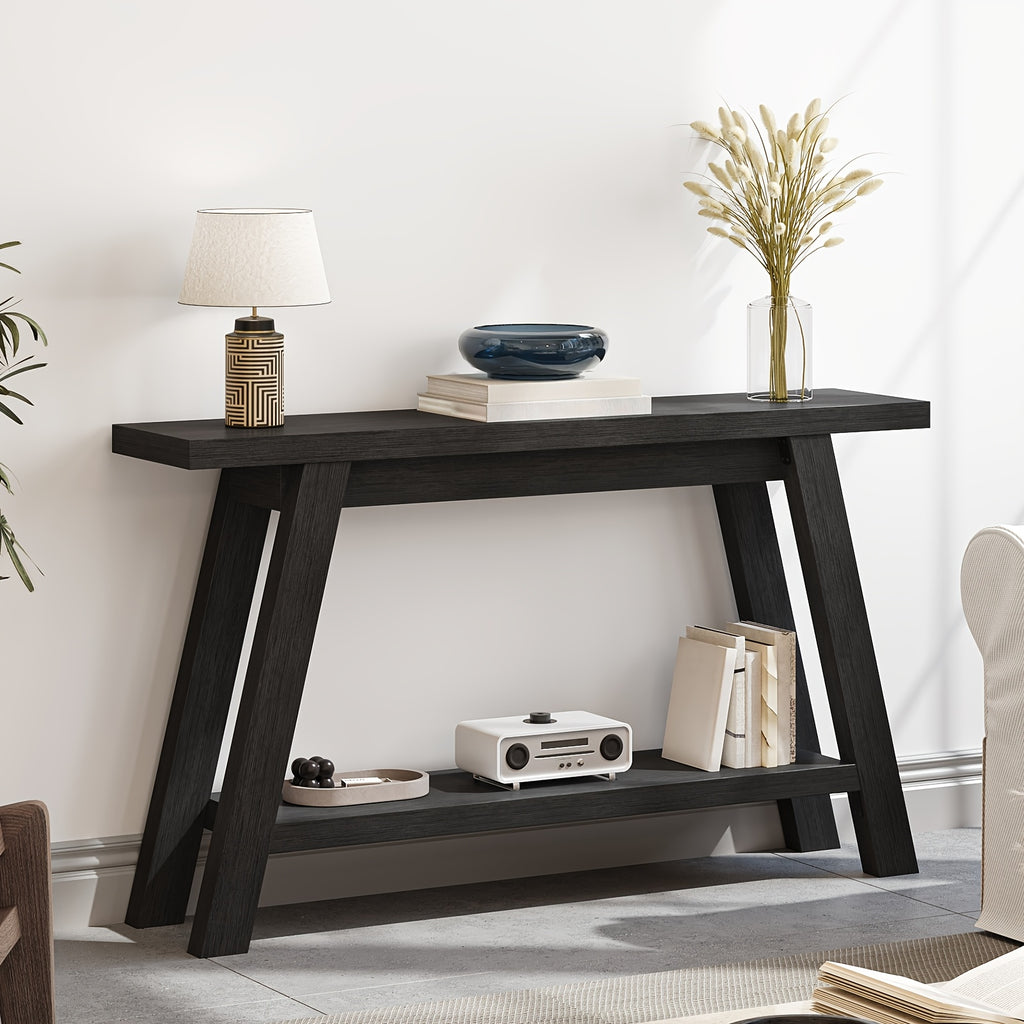 55-inch Farmhouse Entryway Table Solid Wood 2-level Narrow Sofa Table For The Living Room Dining Hallway, Perfect For The Country Entrance Table In The Living Room