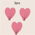 3 Resistant Heart Shaped Hooks - Pastel Pink, Bathroom, Kitchen, Bedroom - No Drill, Save Space for Towels, Keys, Hats, Jewelry - Ideal for Home, Weddings, Romantic Decoration, Adhesives, Wall Hooks for Bathroom, Bathroom Decor