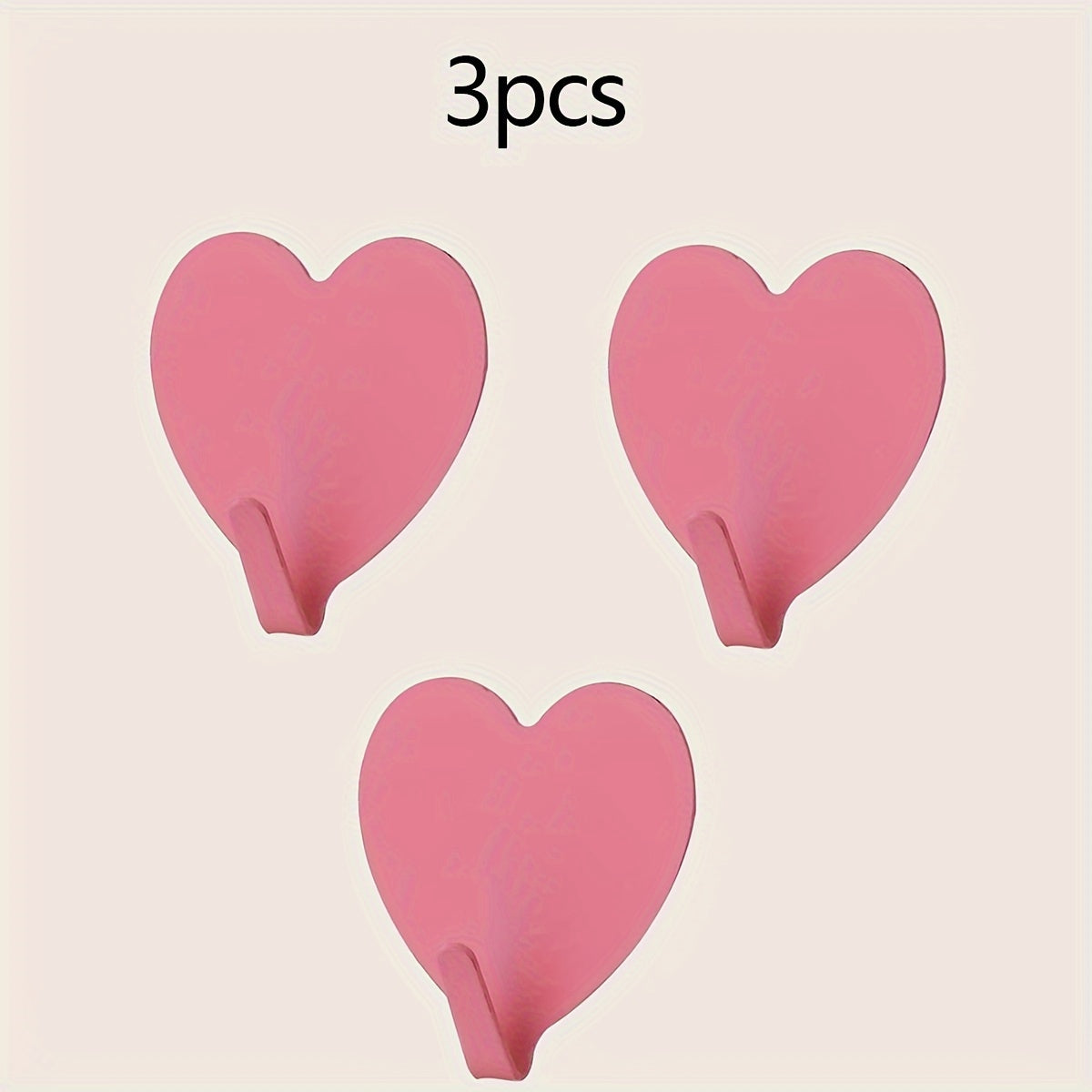 3 Resistant Heart Shaped Hooks - Pastel Pink, Bathroom, Kitchen, Bedroom - No Drill, Save Space for Towels, Keys, Hats, Jewelry - Ideal for Home, Weddings, Romantic Decoration, Adhesives, Wall Hooks for Bathroom, Bathroom Decor