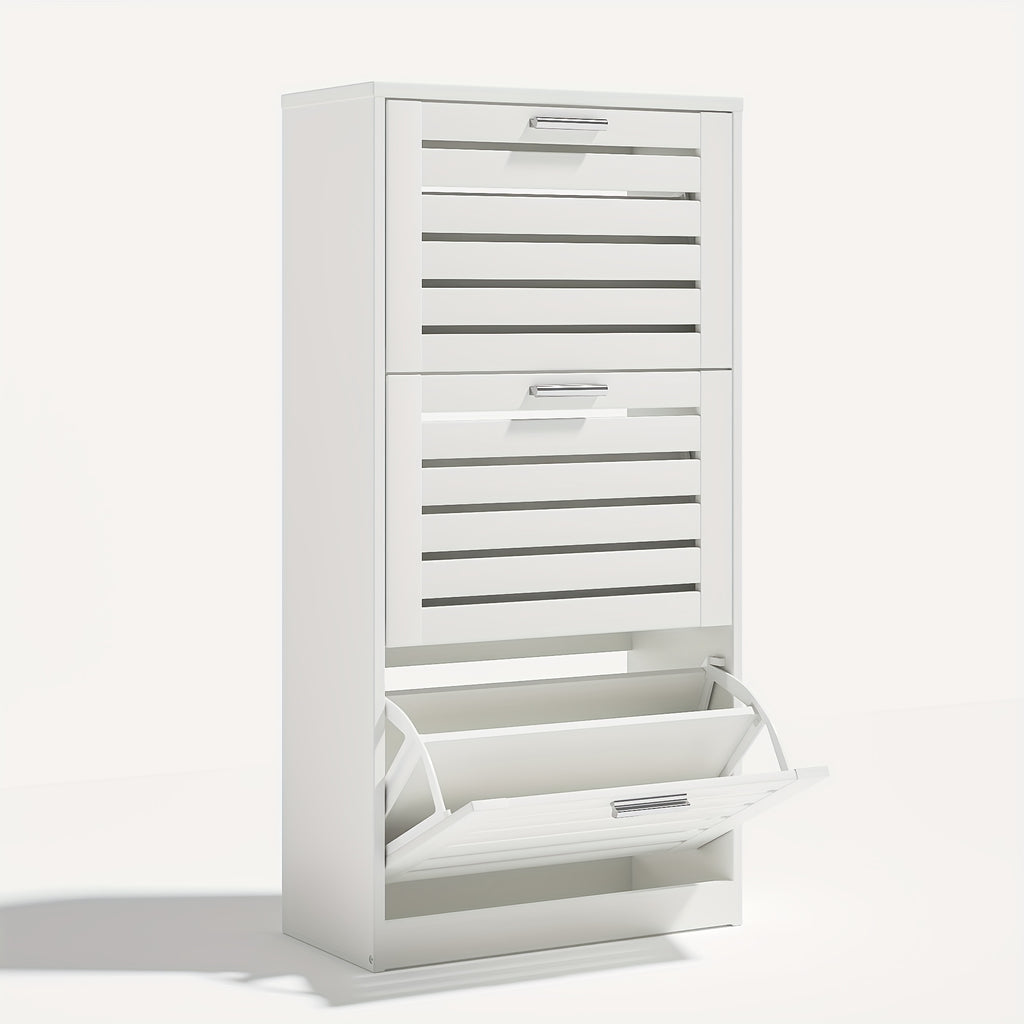 Modern Shoe Cabinet with 3 Flip-top Drawers, Hidden Independent Storage Cabinet, Suitable for Narrow Hallways, Bedrooms, Living Rooms