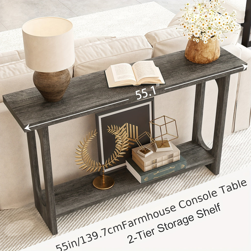 Control Console Table, 54 Inches, Sofa Table, Corridor Entrance Table, Narrow Table Behind The Sofa, Entrance, Living Room, Foyer, Corridor Control Console Table, Easy To Assemble, Brown