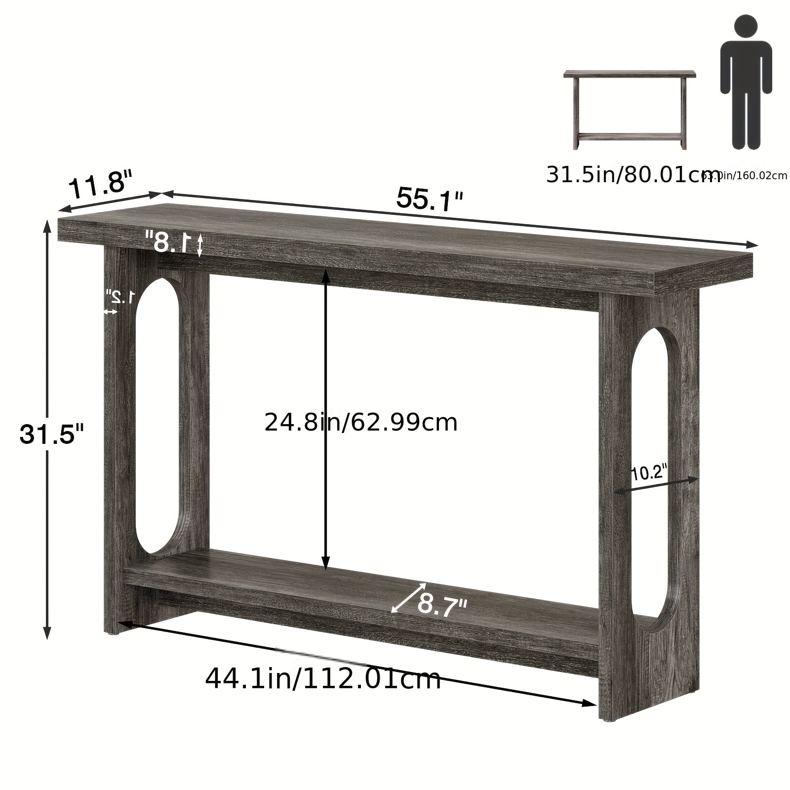 Control Console Table, 54 Inches, Sofa Table, Corridor Entrance Table, Narrow Table Behind The Sofa, Entrance, Living Room, Foyer, Corridor Control Console Table, Easy To Assemble, Brown