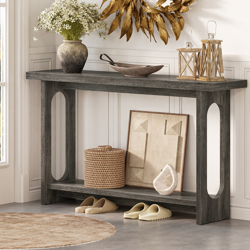 Control Console Table, 54 Inches, Sofa Table, Corridor Entrance Table, Narrow Table Behind The Sofa, Entrance, Living Room, Foyer, Corridor Control Console Table, Easy To Assemble, Brown