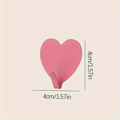 3 Resistant Heart Shaped Hooks - Pastel Pink, Bathroom, Kitchen, Bedroom - No Drill, Save Space for Towels, Keys, Hats, Jewelry - Ideal for Home, Weddings, Romantic Decoration, Adhesives, Wall Hooks for Bathroom, Bathroom Decor
